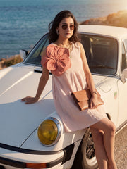 Peach Cotton Floral Fit and Flared Indo Western Dress