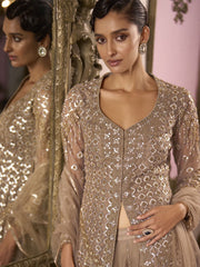 Brown Handwork Embroidered Gharara Suit