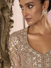 Brown Handwork Embroidered Gharara Suit