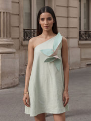 Mint Green Cotton Floral Summer A-Line Indo Western Dress