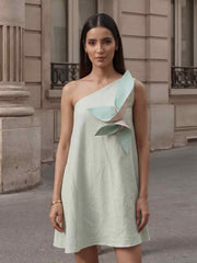 Mint Green Cotton Floral Summer A-Line Indo Western Dress