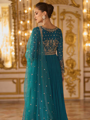 Blue Embroidered Anarkali Suit