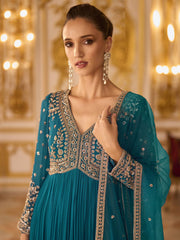 Blue Embroidered Anarkali Suit