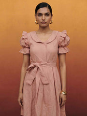 Baby Pink Vintage Cotton Summer Mini Indo Western Dress