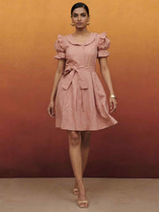 Baby Pink Vintage Cotton Summer Mini Indo Western Dress