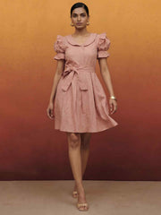 Baby Pink Vintage Cotton Summer Mini Indo Western Dress