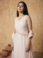 Pastel Pink Silk Designer Indo Western Style Dress