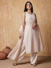 Pastel Pink Silk Designer Indo Western Style Dress