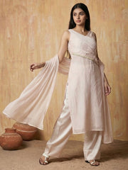 Pastel Pink Silk Designer Indo Western Style Dress