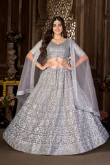 Embellished Cotton Semi-Stitched Lehenga and Unstitched Blouse and Dupatta