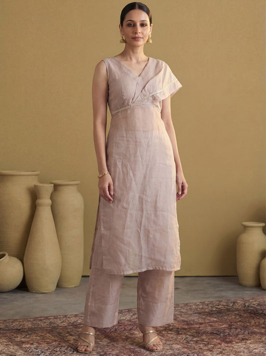 Lavender Silk Designer Indo Western Style Dress