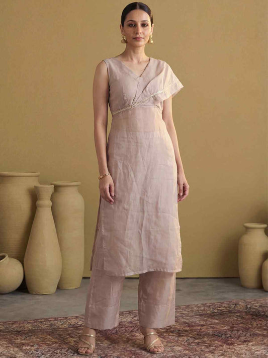 Lavender Silk Designer Indo Western Style Dress