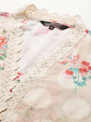 Women Yellow Floral Printed Regular Chikankari Kurta with Trousers