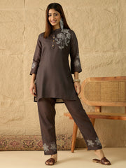 Linen Embroidered Tunic with Trousers