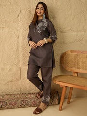 Linen Embroidered Tunic with Trousers