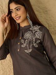 Linen Embroidered Tunic with Trousers