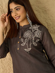 Linen Embroidered Tunic with Trousers
