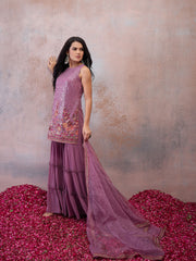 Women Ethnic Motifs Embroidered Regular Sequinned Kurta with Sharara & With Dupatta