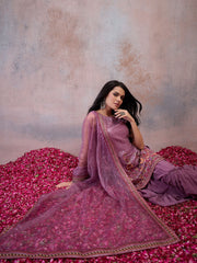 Women Ethnic Motifs Embroidered Regular Sequinned Kurta with Sharara & With Dupatta