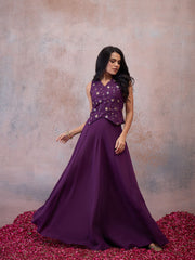 Floral Embroidered Top with Skirt