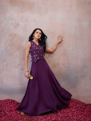 Floral Embroidered Top with Skirt