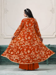 Orange Embroidered Jacket Style Sharara Suit