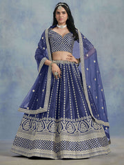 Blue Embroidered Lehenga Choli