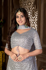 Embellished Cotton Semi-Stitched Lehenga and Unstitched Blouse and Dupatta