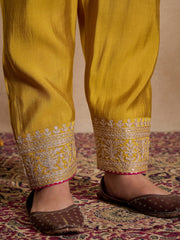 Floral Embroidered Zari Georgette Kurta with Trousers & Dupatta