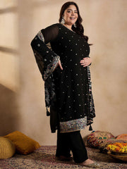 Ethnic Motifs Embroidered Thread Work Georgette Kurta with Palazzo & Dupatta