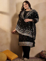 Ethnic Motifs Embroidered Thread Work Georgette Kurta with Palazzo & Dupatta