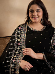 Ethnic Motifs Embroidered Thread Work Georgette Kurta with Palazzo & Dupatta