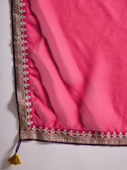 Floral Embroidered Zari Georgette Kurta with Trousers & Dupatta
