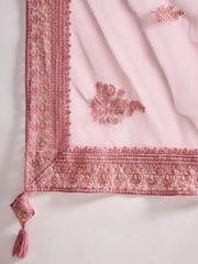 Floral Embroidered Sequinned Straight Kurta with Trouser & Dupatta