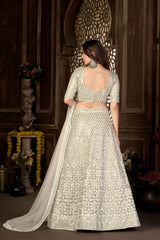 Embroidered Semi-Stitched Lehenga and Unstitched Blouse With Dupatta