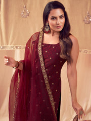 Women Ethnic Motifs Embroidered Regular Kurta with Trousers & With Dupatta