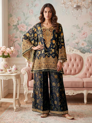 Bohemian Silk Printed Tunic with Trousers