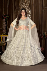 Embroidered Semi-Stitched Lehenga and Unstitched Blouse With Dupatta