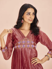 Red Embroiders Kurta