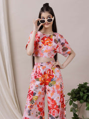 Girls Printed Top With Palazzos Set