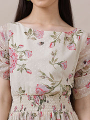 Girls Floral Printed Ethnic Dress