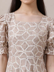 Girls Geometric Printed Ethnic Dress