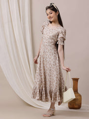 Girls Geometric Printed Ethnic Dress