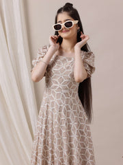 Girls Geometric Printed Ethnic Dress