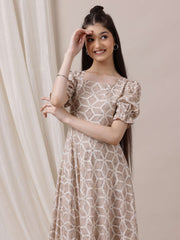 Girls Geometric Printed Ethnic Dress