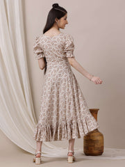 Girls Geometric Printed Ethnic Dress