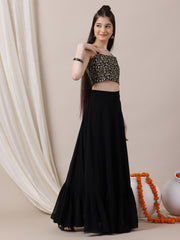 Girls Embroidered Sequinned Ready to Wear Lehenga