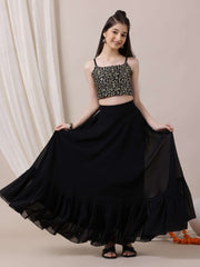 Girls Embroidered Sequinned Ready to Wear Lehenga