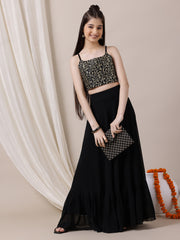 Girls Embroidered Sequinned Ready to Wear Lehenga