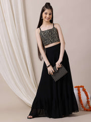 Girls Embroidered Sequinned Ready to Wear Lehenga